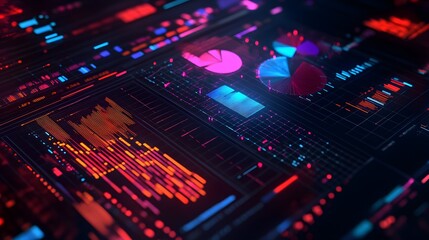 Futuristic Interface with Glowing Data Visualizations