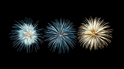 Fototapeta premium Vibrant fireworks lighting up the night sky in a dazzling display, celebrating the New Year with bright colors and sparkling lights