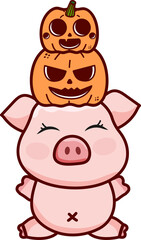 Cartoon Halloween Pig Doodle
