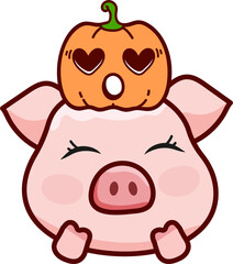 Cartoon Halloween Pig Doodle