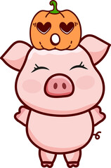 Cartoon Halloween Pig Doodle