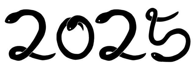 2025 Year of the Snake design Black and white transparent PNG