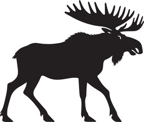 Moose silhouette vector black and white