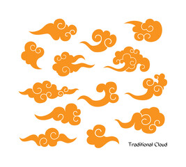 set of oriental chinese traditional cloud