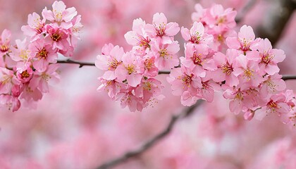 Fototapeta premium Tranquility in Bloom - Stunning Cherry Blossoms under a Clear Spring Sky