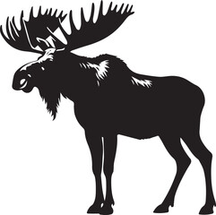 Moose silhouette vector black and white