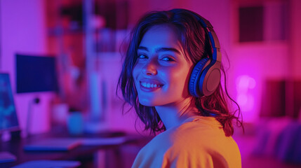 Fototapeta premium call center operator woman with headset