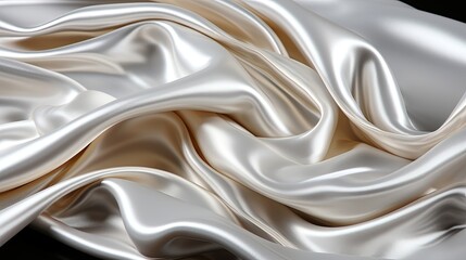 Obraz premium A close-up view of a silken fabric, smooth and delicate, forming graceful curves and folds. The light glistens off the surface, highlighting its soft texture.