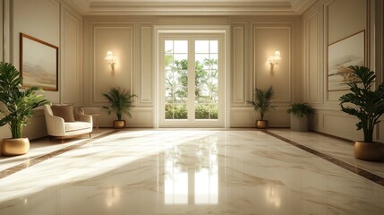 Elegant interior showcasing a spacious, well-lit lobby area.