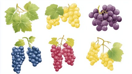 Fresh Kyoho Grapes Isolated on White Background