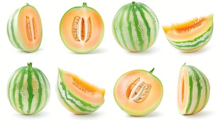 Fresh Melon Collection: Whole and Halved Varieties