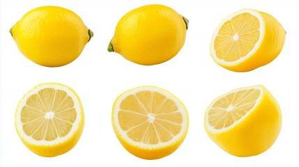 Fresh Lemons Whole and Halved for Culinary Projects