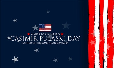 Casimir Pulaski Day Vector Background Banner , to Commemorate the Polish-American Hero