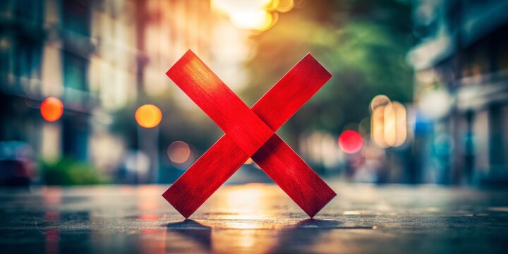 A red "X" symbol overlaid on a blurred background image, conveying the concept of rejection, elimination, or omission,