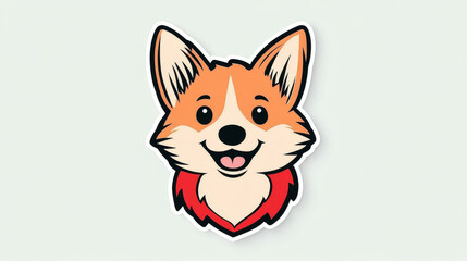 Obraz premium Smiling cartoon corgi with red collar.