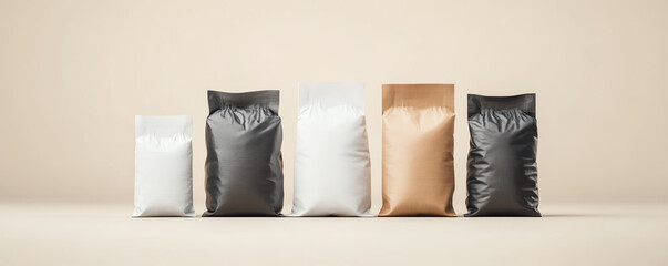 Collection of various bags in different colors and sizes, ideal for food packaging or storage applications.