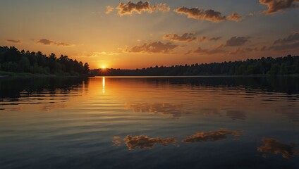 Fototapeta premium Sunset over a calm lake