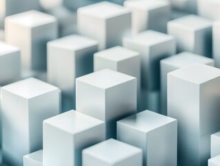 Obraz premium Abstract arrangement of geometric cubes in soft focus, showcasing modern design and texture for creative applications.