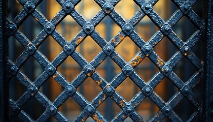 Fototapeta premium Intricate Wrought Iron Gate Latticework Pattern Close-Up