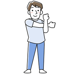 ストレッチをする笑顔の男性