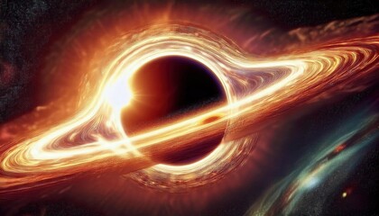 A massive black hole at the center of the cosmic void. its core a deep impenetrable black.