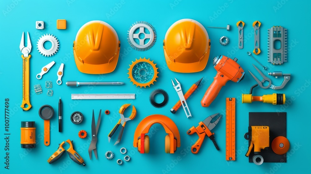 Poster clean design of engineering tools displayed flat