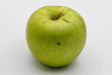 ripe tasty green apple with isolated on white