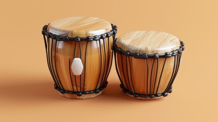 Wooden Bongos on Clean Background