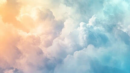 Obraz premium Dramatic Cloudscape with Light Rain, an abstract representation of striking cloud formations, evoking a moody ambiance with soft colors blending seamlessly together.