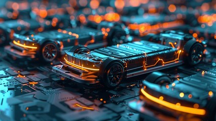 Fototapeta premium Green Energy Icons Featuring Electric Vehicle Battery Packs