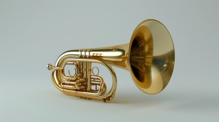 Naklejka premium Clean Gold Mellophone on Simple Background