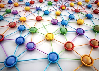 Intricate network of interconnected circles in various sizes and colors, forming a harmonious and dynamic visual