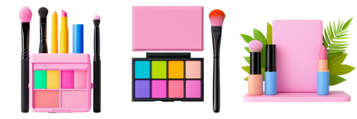 Colorful Makeup Tools and Accessories Display