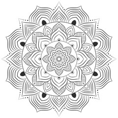 Adult coloring page mandala isolated illustration isolated on white background