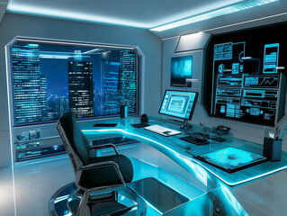 Future Work: Futuristic Study Room with LED-Lit Glass Desk