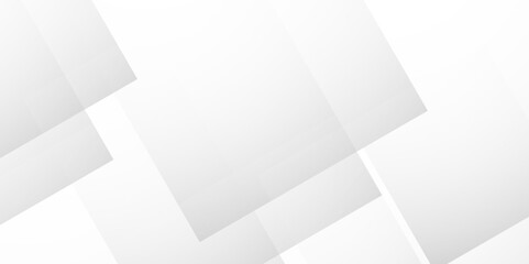 Fototapeta premium White and gray overlap triangle geometric technology pattern. minimal rectangle randomly arranged white lines transparent background layers overlapping presentation design.