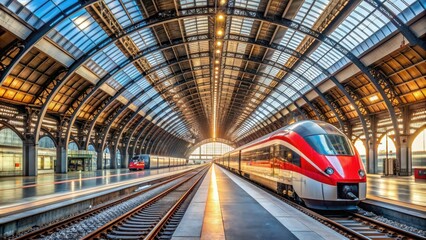 Obraz premium Milano train station, high-speed train at platform for boarding passengers, Milano, Italia, stazione centrale