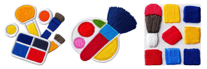 Colorful Art Supplies Embroidery Designs Collection