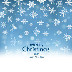 Vector of Christmas snowflakes on blue background for winter season