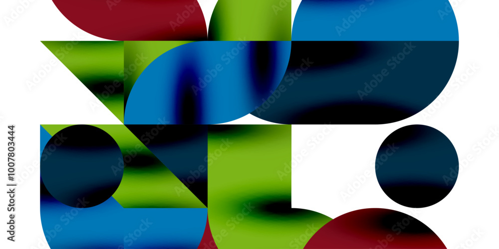 Poster tech minimal circular shapes geometric art. vector modern circles