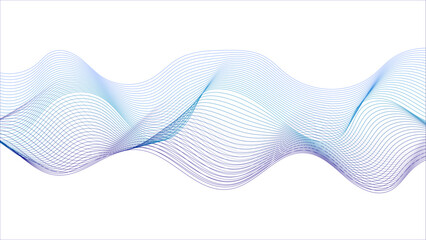 Wave lines smooth flowing dynamic blue purple pink gradient isolated on white background. Modern moving lines design element. Futuristic technology concept. Vector illustration 