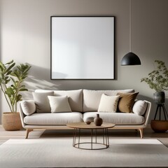 Modern living room interior with blank space and empty wall