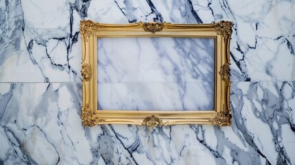 Golden frame on marble background