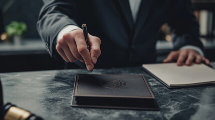 Judge Signing a Court Order with Gavel and Pen
