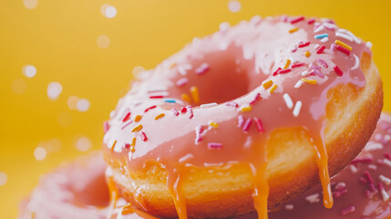 Celebrating National Fast Food Day with colorful glazed donuts topped with sprinkles