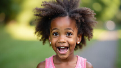 Happy Black Girl Child Hairdo Natural