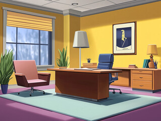 Fototapeta premium Fantastic Executive Room Setting: A Cartoon Representation Dream