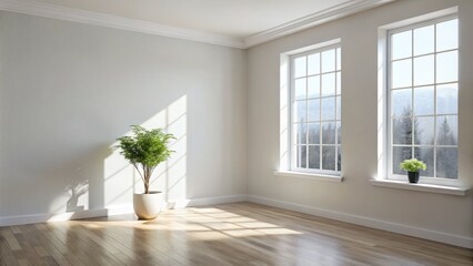 Sparkling clean white wall with fresh paint and a lone streak-free window reflecting natural light, surrounded by a