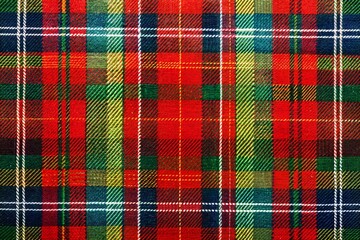 Classic red and green plaid fabric close-up