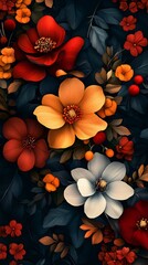 Beautifully Designed Floral Pattern with Lively Blooming Flowers Throughout picture